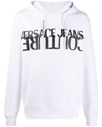 weißer und schwarzer bedruckter Pullover mit einem Kapuze von VERSACE JEANS COUTURE