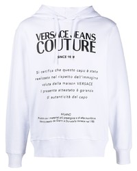 weißer und schwarzer bedruckter Pullover mit einem Kapuze von VERSACE JEANS COUTURE