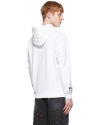 weißer und schwarzer bedruckter Pullover mit einem Kapuze von We11done