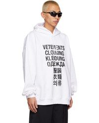 weißer und schwarzer bedruckter Pullover mit einem Kapuze von Vetements