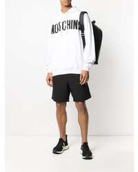 weißer und schwarzer bedruckter Pullover mit einem Kapuze von Moschino