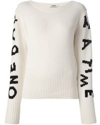 weißer und schwarzer bedruckter Pullover mit einem Rundhalsausschnitt von Acne Studios