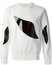 weißer und schwarzer bedruckter Pullover mit einem Rundhalsausschnitt von Alexander McQueen