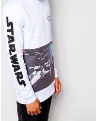 weißer und schwarzer bedruckter Pullover mit einem Rundhalsausschnitt von Star Wars