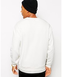 weißer und schwarzer bedruckter Pullover mit einem Rundhalsausschnitt von Asos