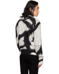 weißer und schwarzer bedruckter Pullover mit einem Rundhalsausschnitt von Amiri