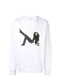 weißer und schwarzer bedruckter Pullover mit einem Rundhalsausschnitt von Calvin Klein Jeans Est. 1978