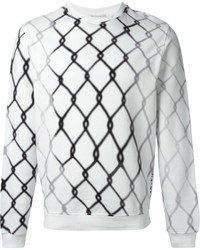 weißer und schwarzer bedruckter Pullover mit einem Rundhalsausschnitt von Carven