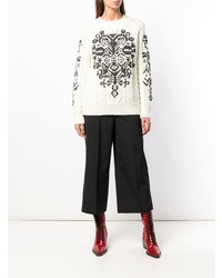 weißer und schwarzer bedruckter Pullover mit einem Rundhalsausschnitt von RED Valentino