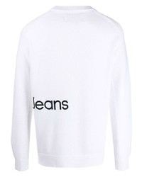 weißer und schwarzer bedruckter Pullover mit einem Rundhalsausschnitt von Calvin Klein Jeans