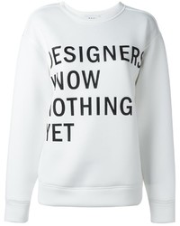 weißer und schwarzer bedruckter Pullover mit einem Rundhalsausschnitt von DKNY