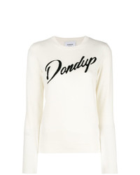 weißer und schwarzer bedruckter Pullover mit einem Rundhalsausschnitt von Dondup