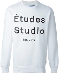 weißer und schwarzer bedruckter Pullover mit einem Rundhalsausschnitt von Etudes Studio