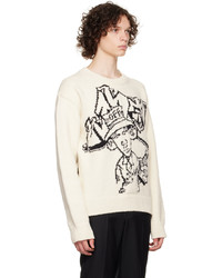 weißer und schwarzer bedruckter Pullover mit einem Rundhalsausschnitt von Off-White