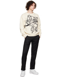 weißer und schwarzer bedruckter Pullover mit einem Rundhalsausschnitt von Off-White