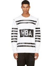 weißer und schwarzer bedruckter Pullover mit einem Rundhalsausschnitt von Hood by Air