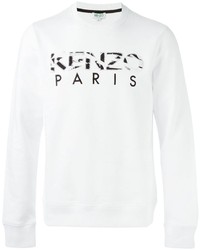 weißer und schwarzer bedruckter Pullover mit einem Rundhalsausschnitt von Kenzo