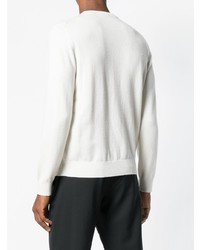 weißer und schwarzer bedruckter Pullover mit einem Rundhalsausschnitt von Z Zegna