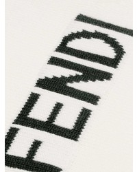 weißer und schwarzer bedruckter Pullover mit einem Rundhalsausschnitt von Fendi