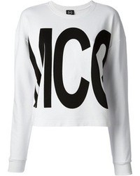 weißer und schwarzer bedruckter Pullover mit einem Rundhalsausschnitt von McQ by Alexander McQueen