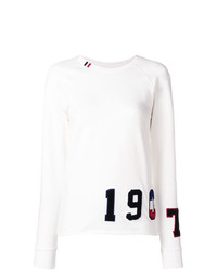 weißer und schwarzer bedruckter Pullover mit einem Rundhalsausschnitt von Rossignol