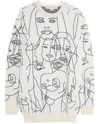 weißer und schwarzer bedruckter Pullover mit einem Rundhalsausschnitt von Stella McCartney