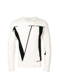 weißer und schwarzer bedruckter Pullover mit einem Rundhalsausschnitt von Valentino