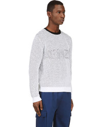 weißer und schwarzer bedruckter Pullover mit einem Rundhalsausschnitt von Kenzo