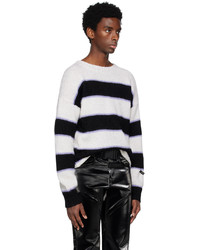 weißer und schwarzer bedruckter Pullover mit einem Rundhalsausschnitt von 99% Is