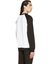 weißer und schwarzer bedruckter Pullover mit einem Rundhalsausschnitt von Balmain
