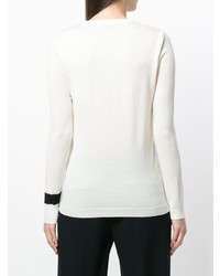 weißer und schwarzer bedruckter Pullover mit einem Rundhalsausschnitt von Bella Freud