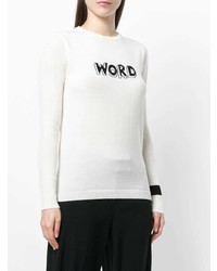 weißer und schwarzer bedruckter Pullover mit einem Rundhalsausschnitt von Bella Freud