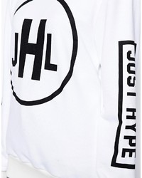weißer und schwarzer bedruckter Pullover mit einem Rundhalsausschnitt von Hype