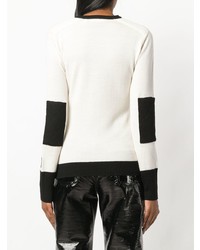 weißer und schwarzer bedruckter Pullover mit einem Rundhalsausschnitt von Rossignol