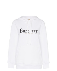 weißer und schwarzer bedruckter Pullover mit einer Kapuze von Burberry