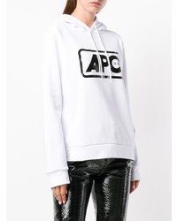 weißer und schwarzer bedruckter Pullover mit einer Kapuze von A.P.C.