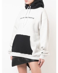 weißer und schwarzer bedruckter Pullover mit einer Kapuze von Alexander Wang