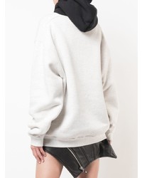 weißer und schwarzer bedruckter Pullover mit einer Kapuze von Alexander Wang