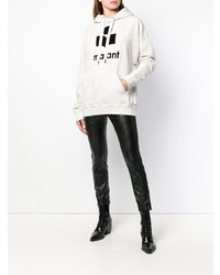weißer und schwarzer bedruckter Pullover mit einer Kapuze von Isabel Marant Etoile