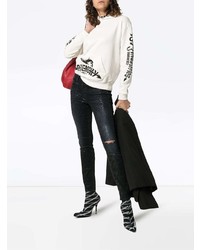 weißer und schwarzer bedruckter Pullover mit einer Kapuze von Givenchy