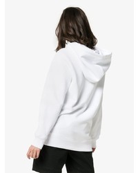 weißer und schwarzer bedruckter Pullover mit einer Kapuze von Burberry