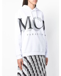 weißer und schwarzer bedruckter Pullover mit einer Kapuze von McQ Alexander McQueen