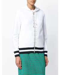 weißer und schwarzer bedruckter Pullover mit einer Kapuze von Versace