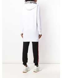 weißer und schwarzer bedruckter Pullover mit einer Kapuze von Plein Sport