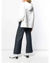 weißer und schwarzer bedruckter Pullover mit einer Kapuze von MM6 MAISON MARGIELA