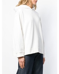 weißer und schwarzer bedruckter Pullover mit einer Kapuze von MM6 MAISON MARGIELA
