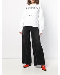 weißer und schwarzer bedruckter Pullover mit einer Kapuze von Dsquared2