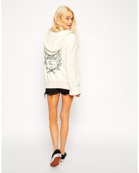 weißer und schwarzer bedruckter Pullover mit einer Kapuze von Wildfox Couture