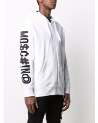 weißer und schwarzer bestickter Pullover mit einem Kapuze von Moschino