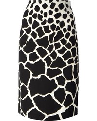weißer und schwarzer Bleistiftrock mit Leopardenmuster von Roberto Cavalli